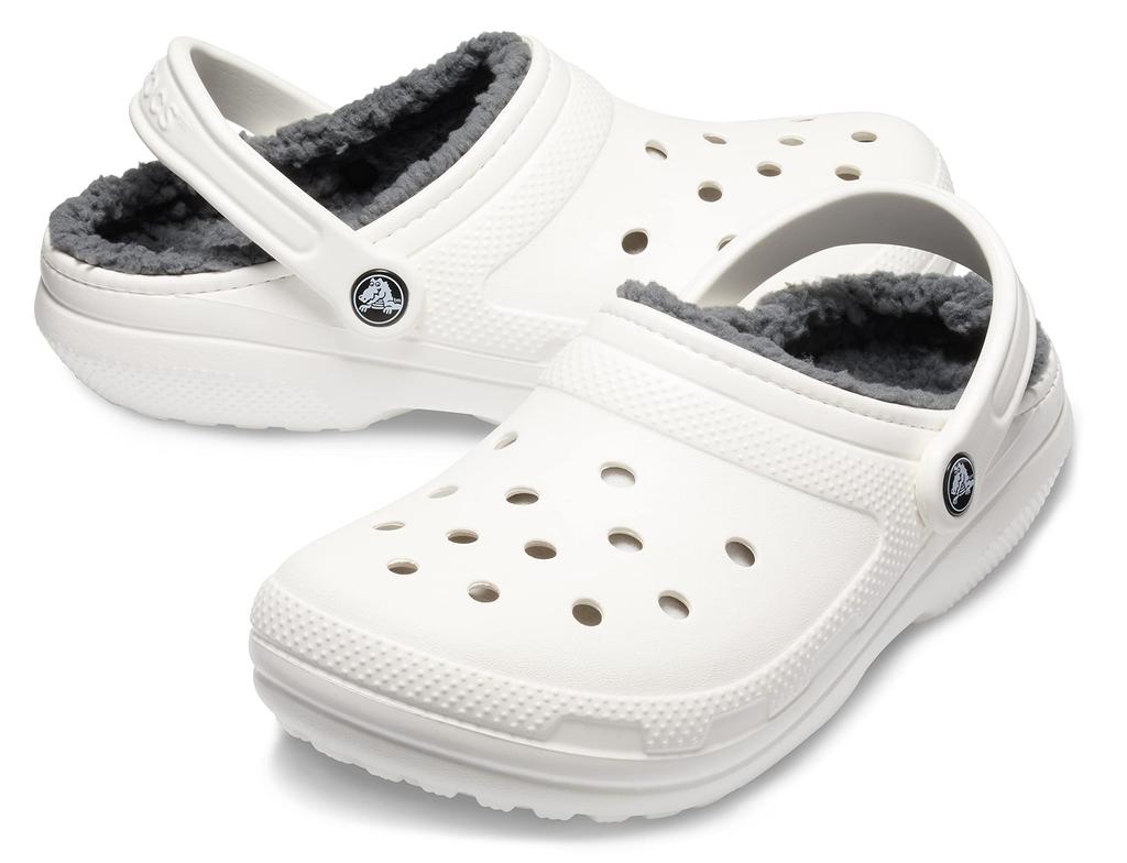 CROCS Classic Lined Clog Sandals, White/Gray, 26cm