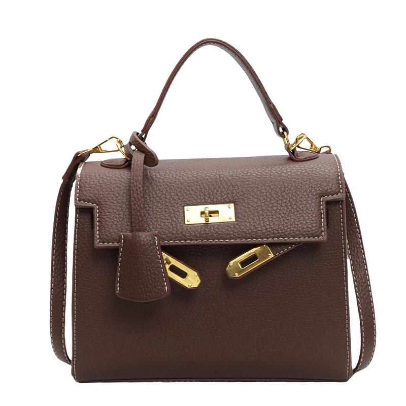 

Популярная модная сумочка весна и лето новая простая сумка-мессенджер текстурный замок сумка на плечо темно-коричневого