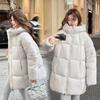 Puff Soft New Down Cotton Medium and Long Cotton Clothes Women's Hooded Thickened Cotton Clothes Student Coat