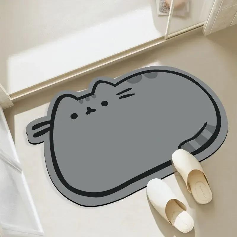 Creative Cartoon Cat Diatom Mat Soft Bathroom Mat Quick-drying Non-slip Super Absorbent Shower Floor Carpet Home Decoration