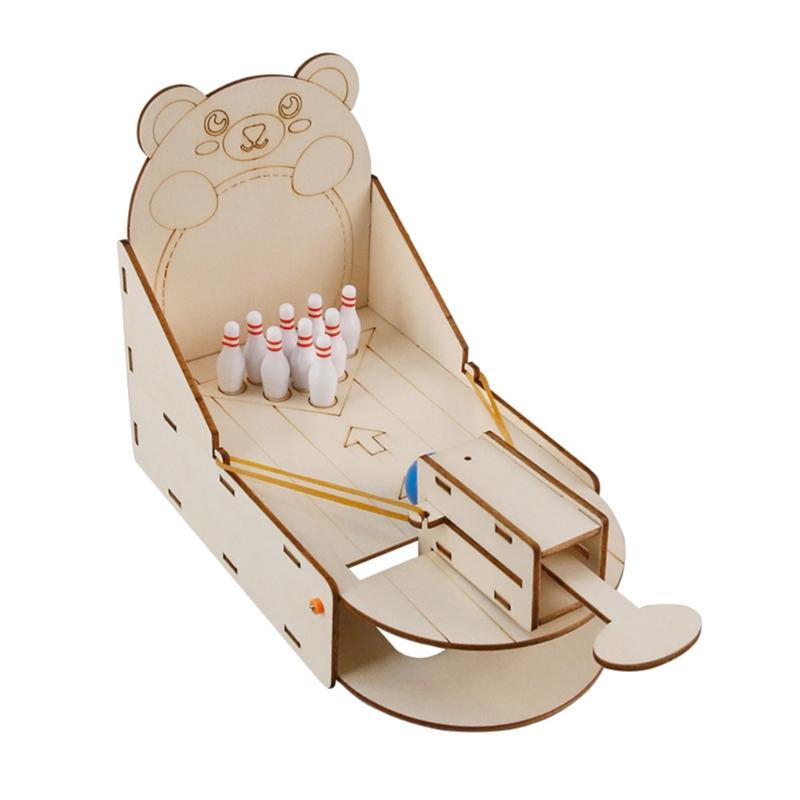 

Childrens Desktop DIY Wooden Bowling Toy Experiment Set For Science Exploration And Hands On Physics Education Activity 1