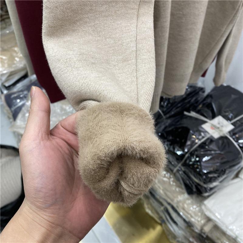 Toamnă Iarnă Gros Cald Catifea Guler Înalt Pulover de Damă Mânecă Lungă Solid Pluș Pulovere Femei Croială Slim Casual Tricotaje Pulovere 25196