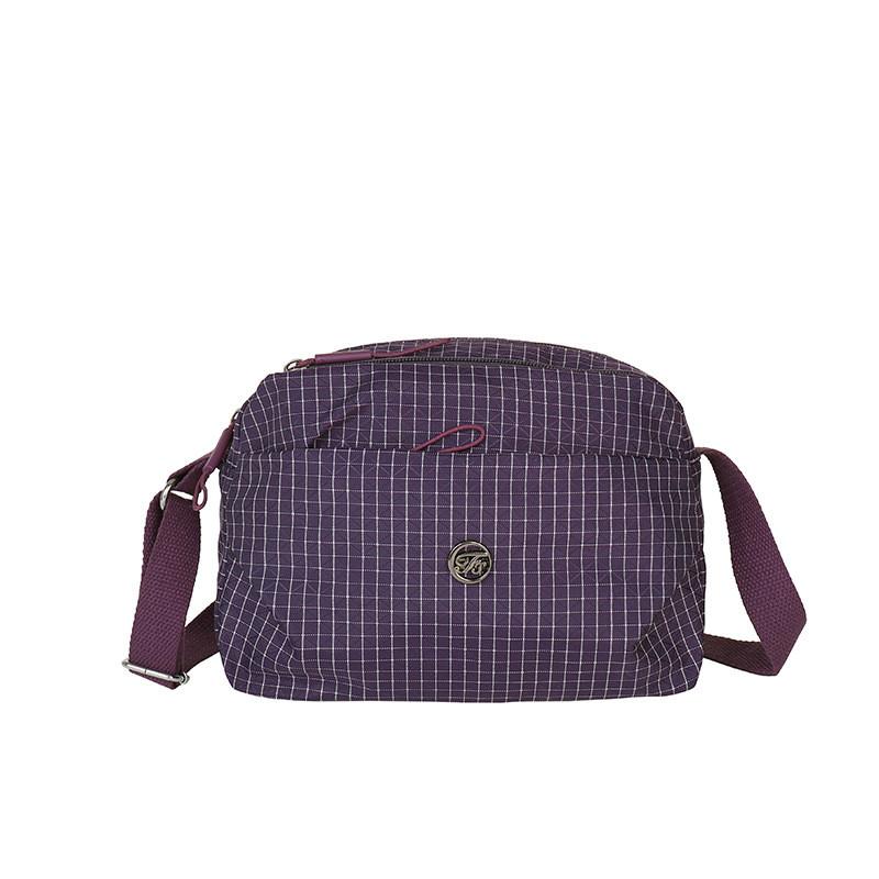 Korean Style Nylon Crossbody Bag With Grid Pattern For Casual Daily Use