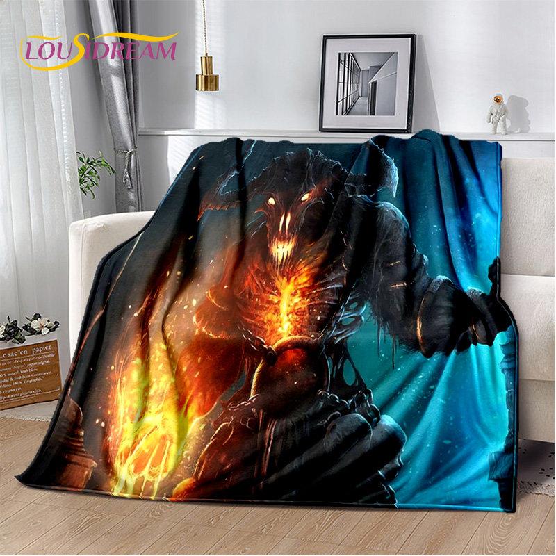 Koc 3D Diablo Gra Gamer Kreskówka Miękki Pluszowy, Koc Flanelowy Koc Narzuta na Salon Sypialnię Łóżko Sofa Piknik Okrycie Dzieci