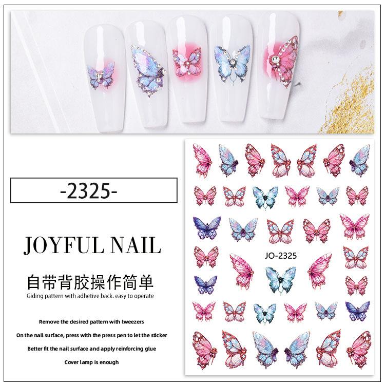 Butterfly Nail Stickers Colorful Butterflies Self Adhesive Transfer Sliders Wraps Manicures Foils DIY Decorations,Nail Art Tool