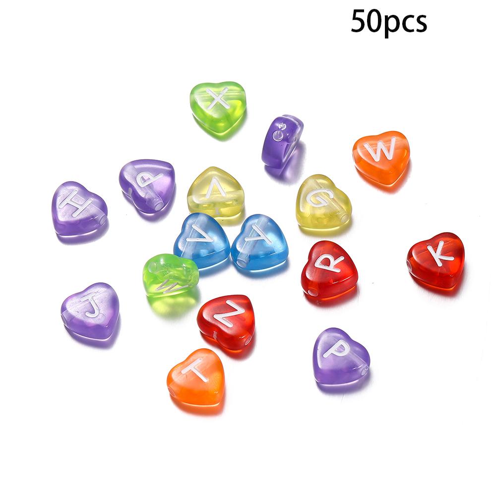 50/100Pcs/Lot Mixed Acrylic 26 Letters Loose Heart Shape Beads For DIY Jewelry Making Bracelet Necklace Keychain Accessories