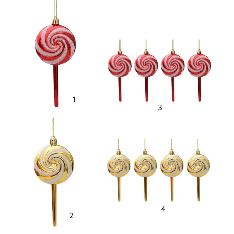 Christmas Tree Decorations Candy Ornaments Pack of 4 Lollipop Hanging Ornaments for Festivals