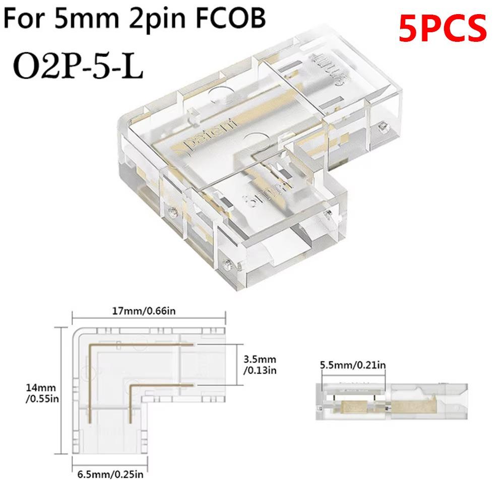 5Pcs/Set Transparent L-Shaped Corner LED Strip Connector  For 5mm 8mm 10mm 2/3/4pin FOB Tape Light