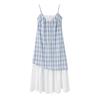 Women's Sleeveless Tie Neck A-Line Midi Dress Loose Fit Sweet Style Plaid Dress