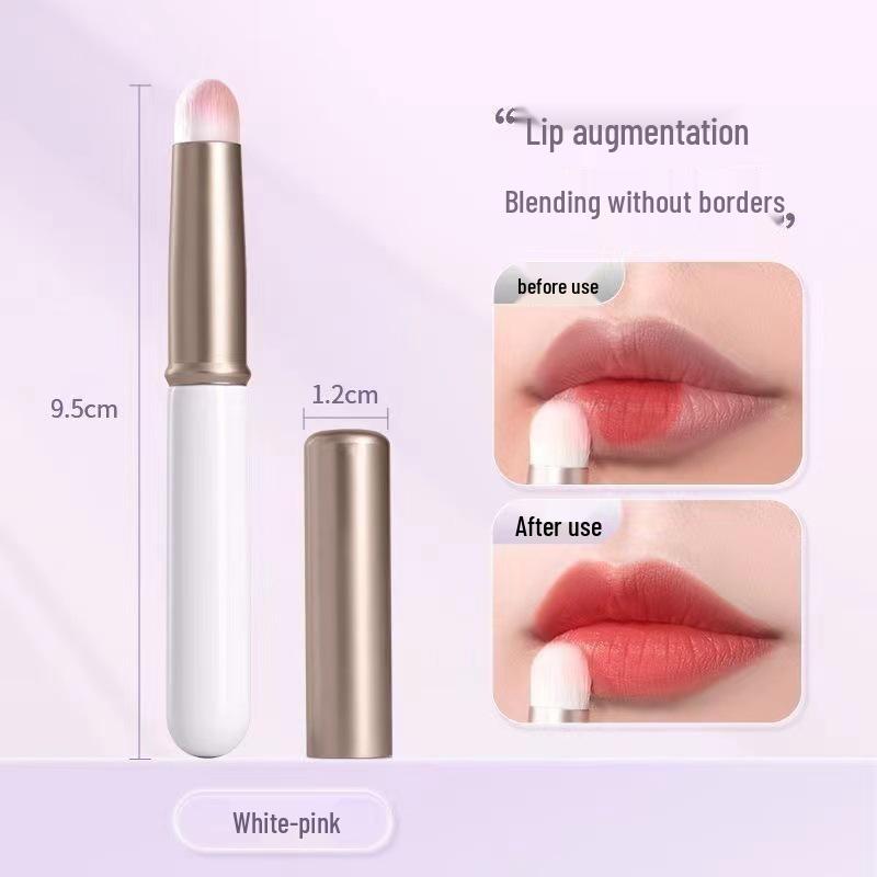 Compact Lip Brush - Small Round Head with Cap for Lipstick, Blending, and Concealer. Ideal for Professional Makeup.