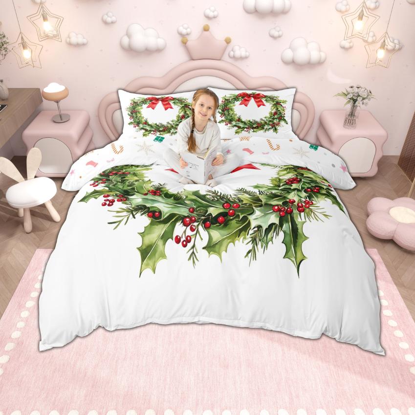 Homewish Kids Xmas Tree Duvet Cover Set For Boys Girls Merry Christmas Bedding Set Happy New Year Gifts Quilt Cover Set