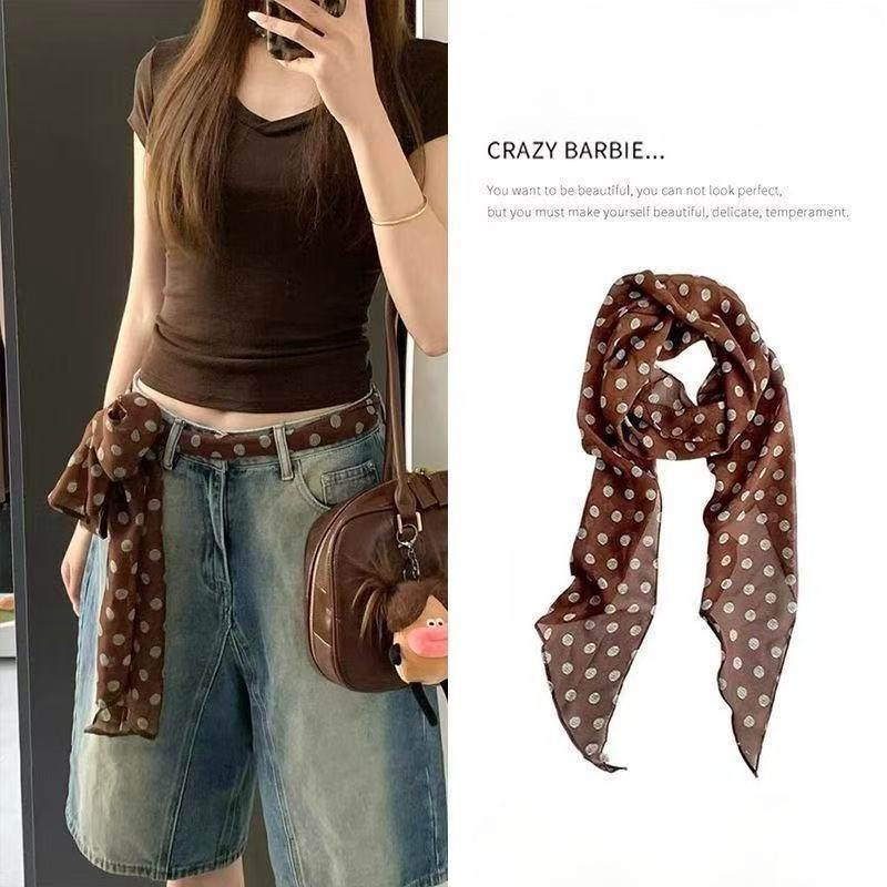 Red belt accessory - women's silk scarf with belt. Fall/Winter high-end denim pants decoration. American retro belt. Fine leather belt.