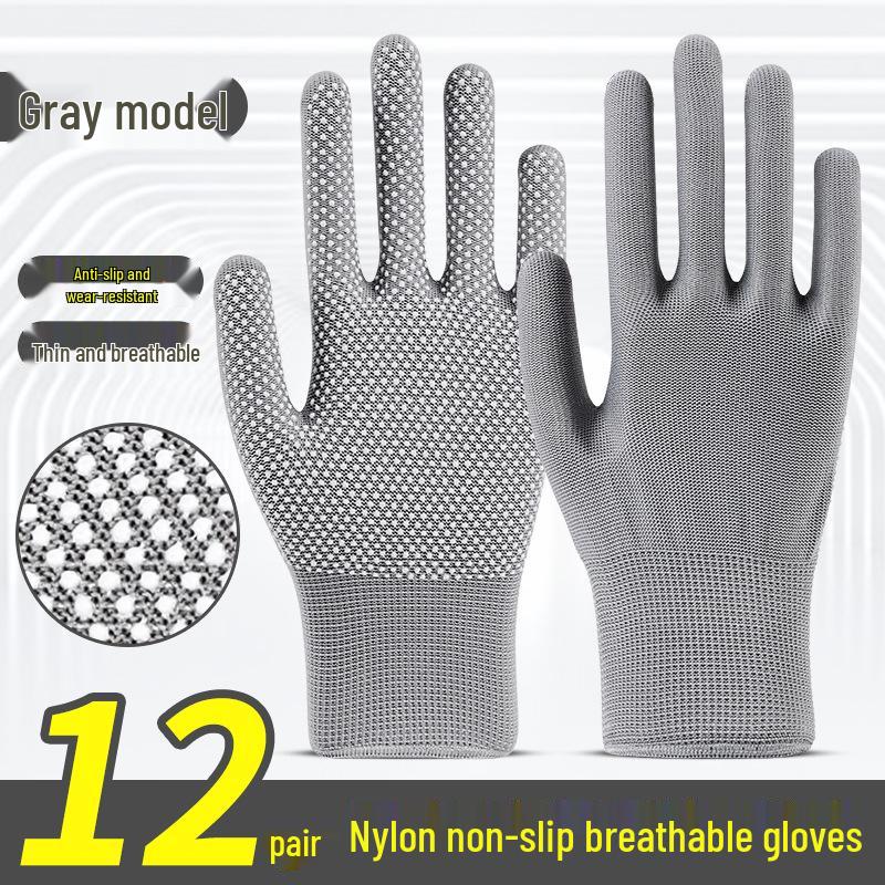 Breathable Non-Slip Nylon Summer Work Gloves - Unisex, Wear-Resistant, Sunscreen