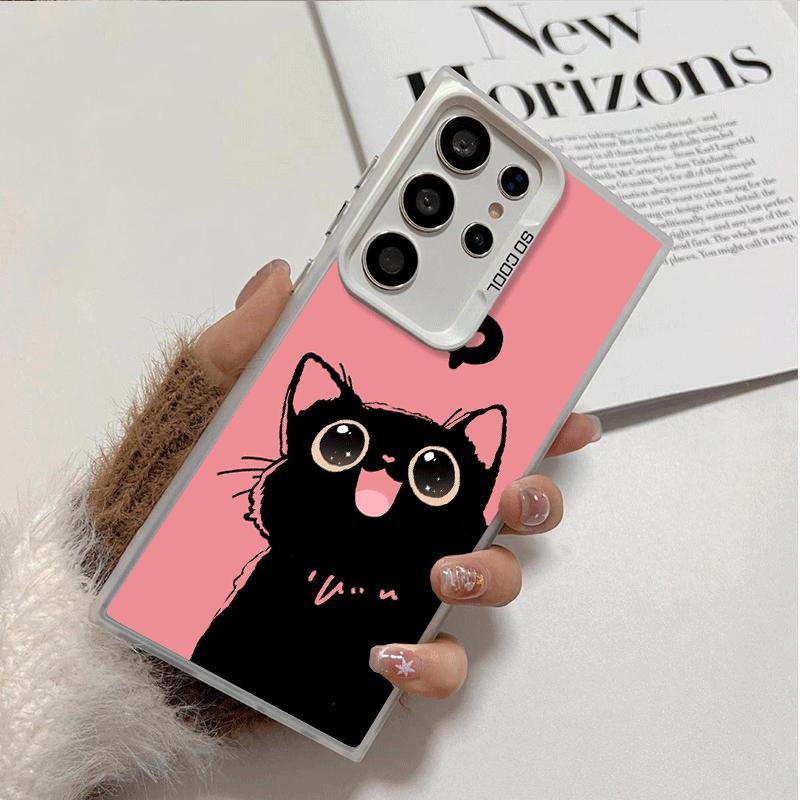 Black Cat Cartoon Cute Shockproof Phone Case for Samsung Galaxy S26 Edge S25 Ultra S24 FE S23 Plus S21 Cover Anti Fall Fundas