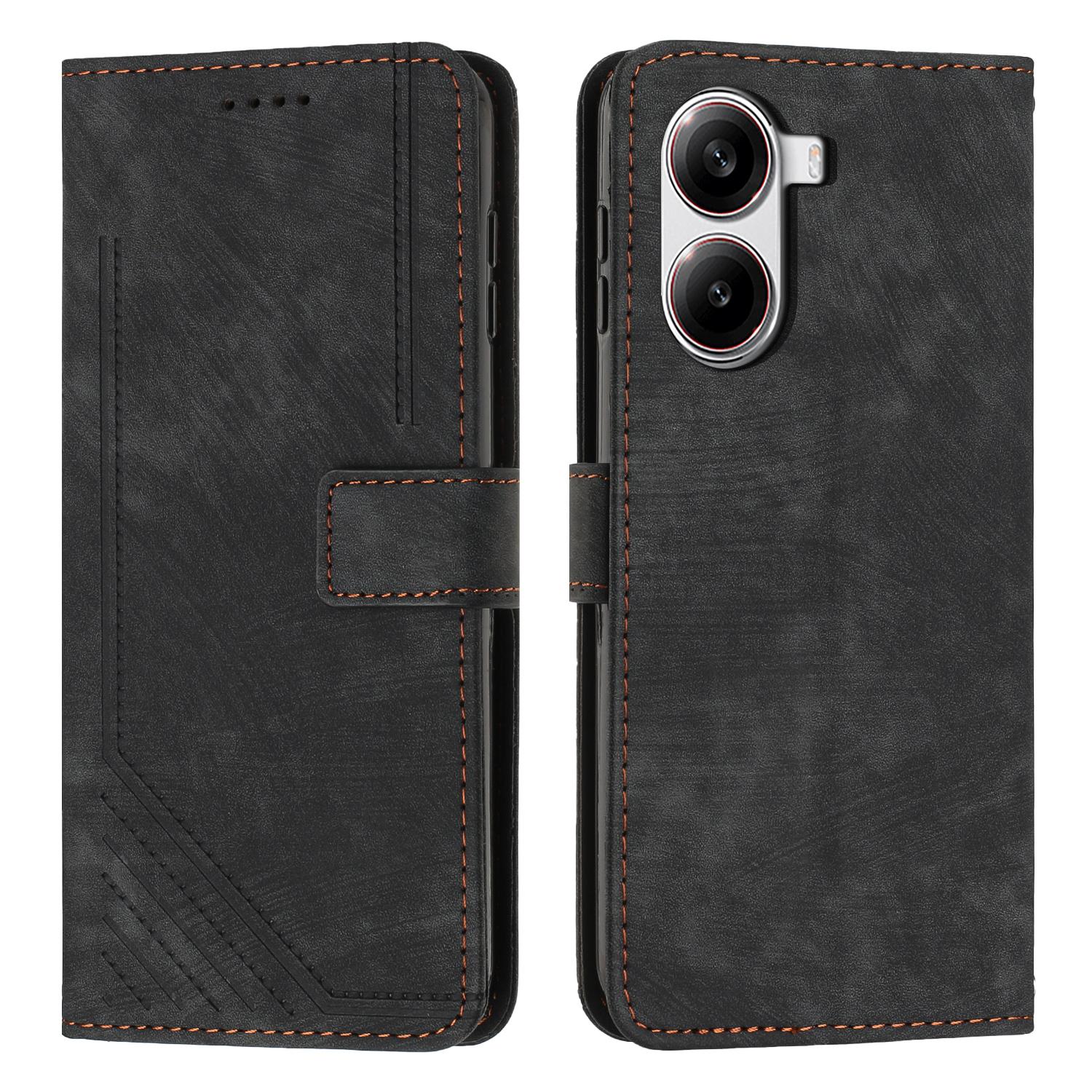 

Phone Case for Xiaomi Redmi Turbo 4 5G/Poco X7 Pro 5G Imprinted Lines Leather Cover with Stand E