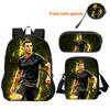 Ronaldo 3Pcs Set Backpack Sport Shoulder Bag Pencil Case CR Backpack Football Star Book Bags for Boys Girls Best Gift