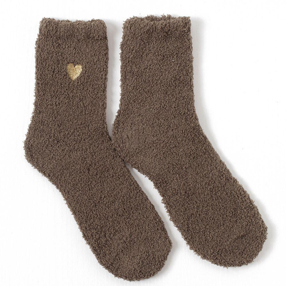 Color Sweet Girls Love Embroidery Coral Fleece Socks Female Hosiery Cute Floor Socks Mid-tube Socks