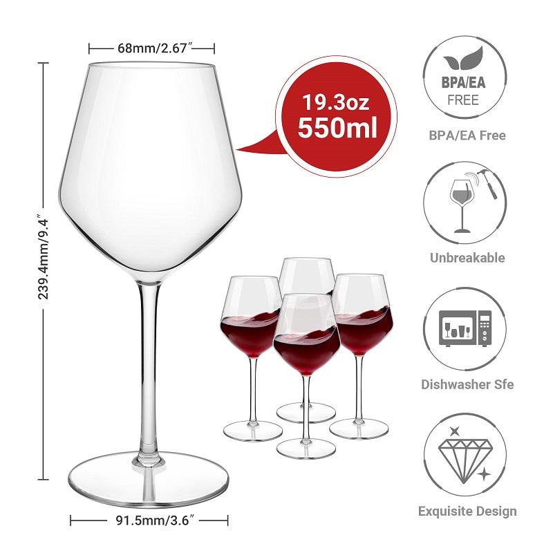 MICHLEY 2pcs/4pcs Unbreakable Wine Glasses Tritan Plastic Glassware For Outdoor Wedding Birthday Celebrations Red Wine Drink Cup