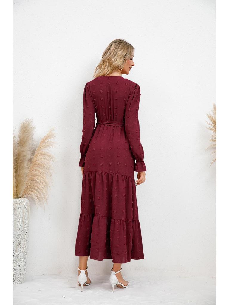 Women's Solid Color Big Swing Casual Long Dress for Autumn/Winter 2023