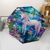 1PC Custom Name Unicorn Fantasy Garden Automatic Folding Umbrella Compact Travel Umbrella for Men & Women, Ideal Gift for Christmas, Birthdays, Hallo