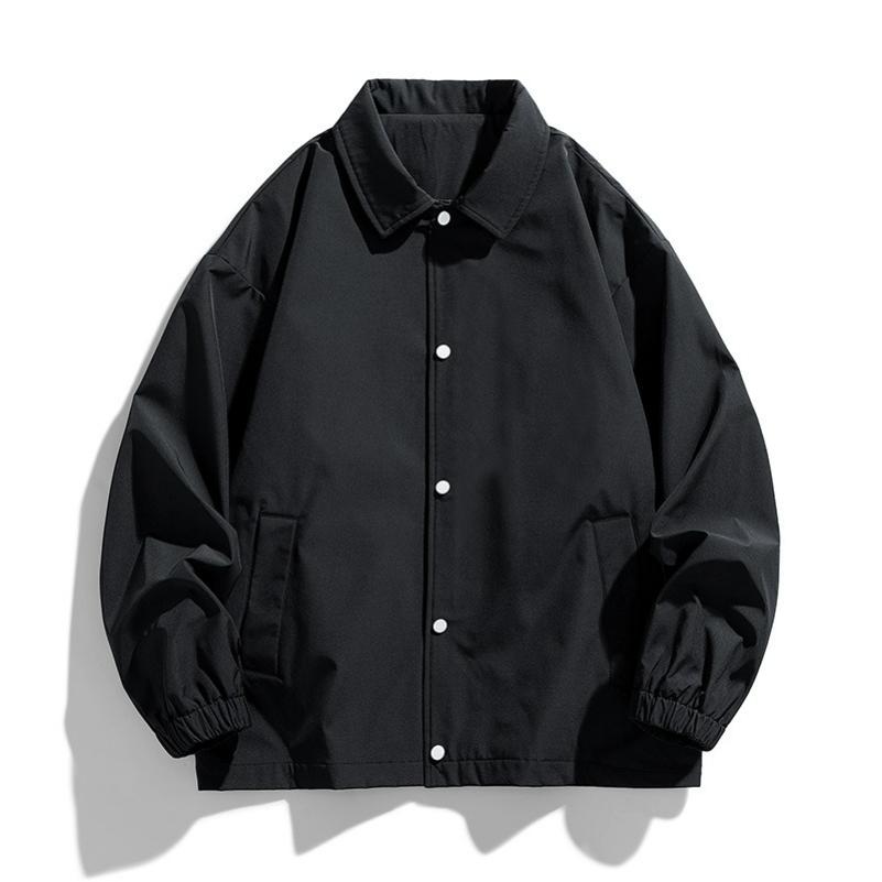 Chaqueta Entrenador para Hombre Primavera y Otoño Suelta Solapa Color Sólido Casual Versátil para Hombre
