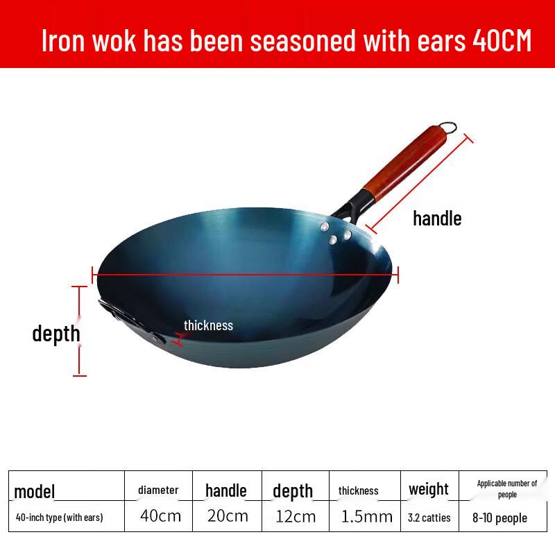 Chef s Blued Steel Round Bottom Iron Wok