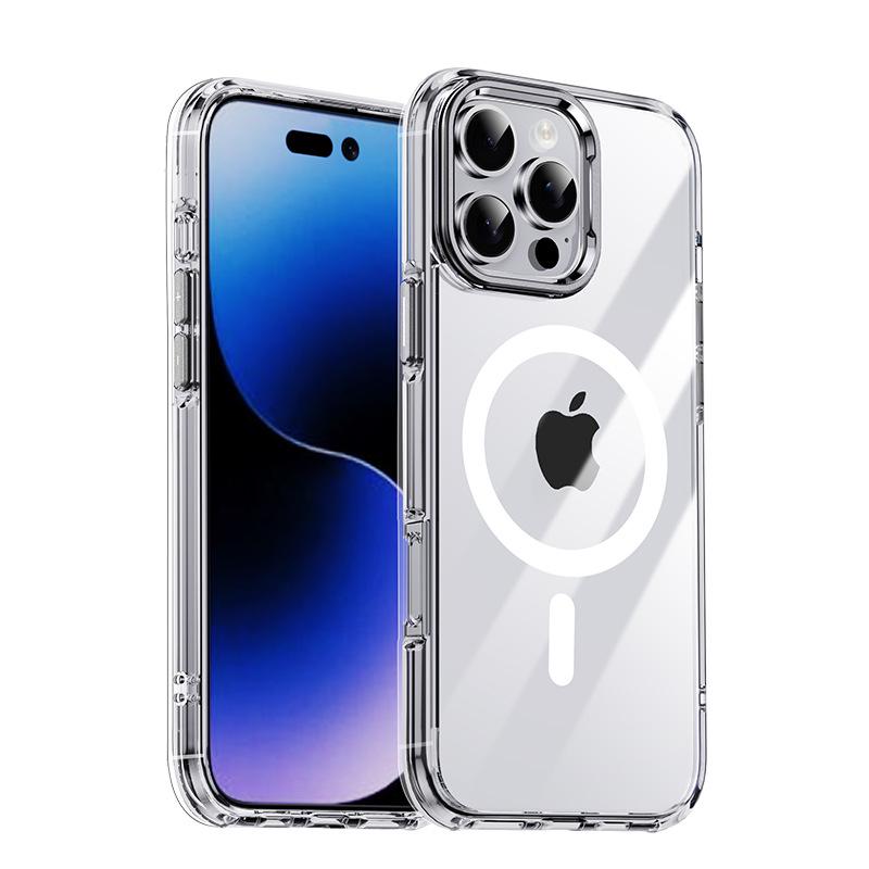 

Transparent Magnetic Suction iPhone 16 Pro Max Case with Metal Airbag Protection iPhone 16 Pro Max