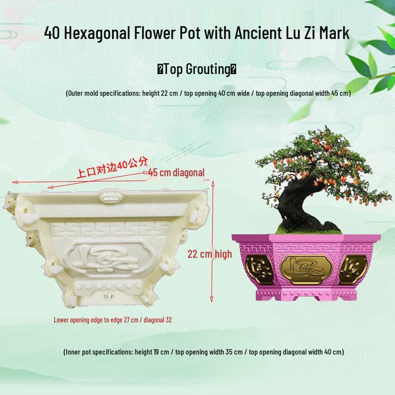 High-Leg Cement Flower Pot Mold - Six-Sided, Thick Plastic for Balcony Bonsai