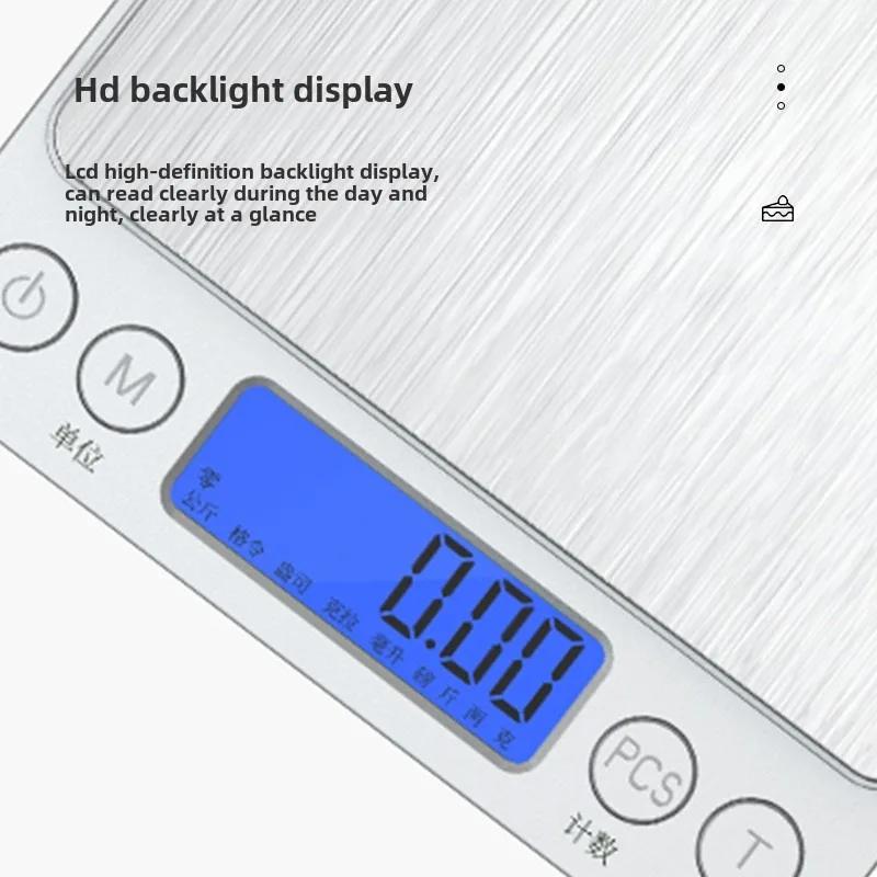 Digital Kitchen Scale Mini Pocket Stainless Steel Precision Jewelry Electronic Balance Weight Gold Gram 0.1/3000g Weigh Scales
