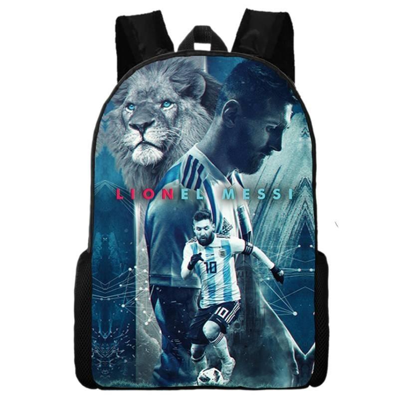 2024 New Mbappe Messi Ronaldo Neymar Football Print Backpack Lunch Bag Pencil Case Set Durable Polyester Cute Geometric Design