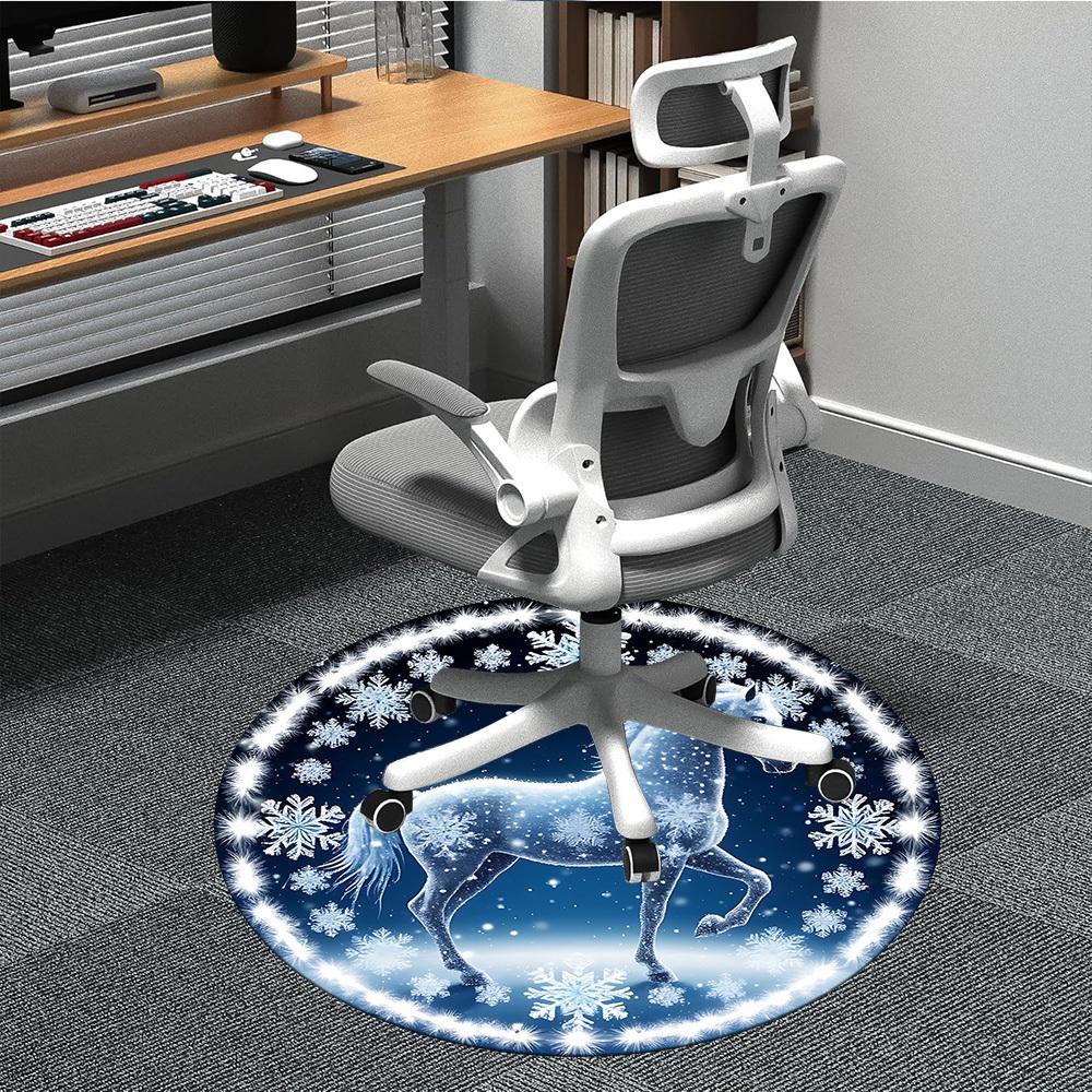 

1pc Winter Horse Snowflake Chair Carpet for Office, Soft Comfortable Mat For Office, Living Room, Bedroom, Machine Washable Carpet yy251112152 80cm by 80cm