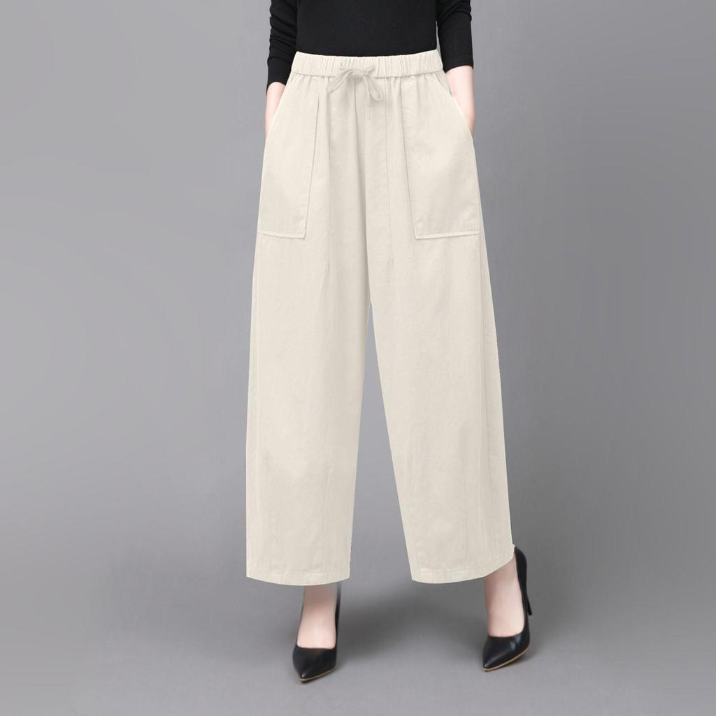Spring Loose-Fit High Waist Wide Leg Pants for Petite Women