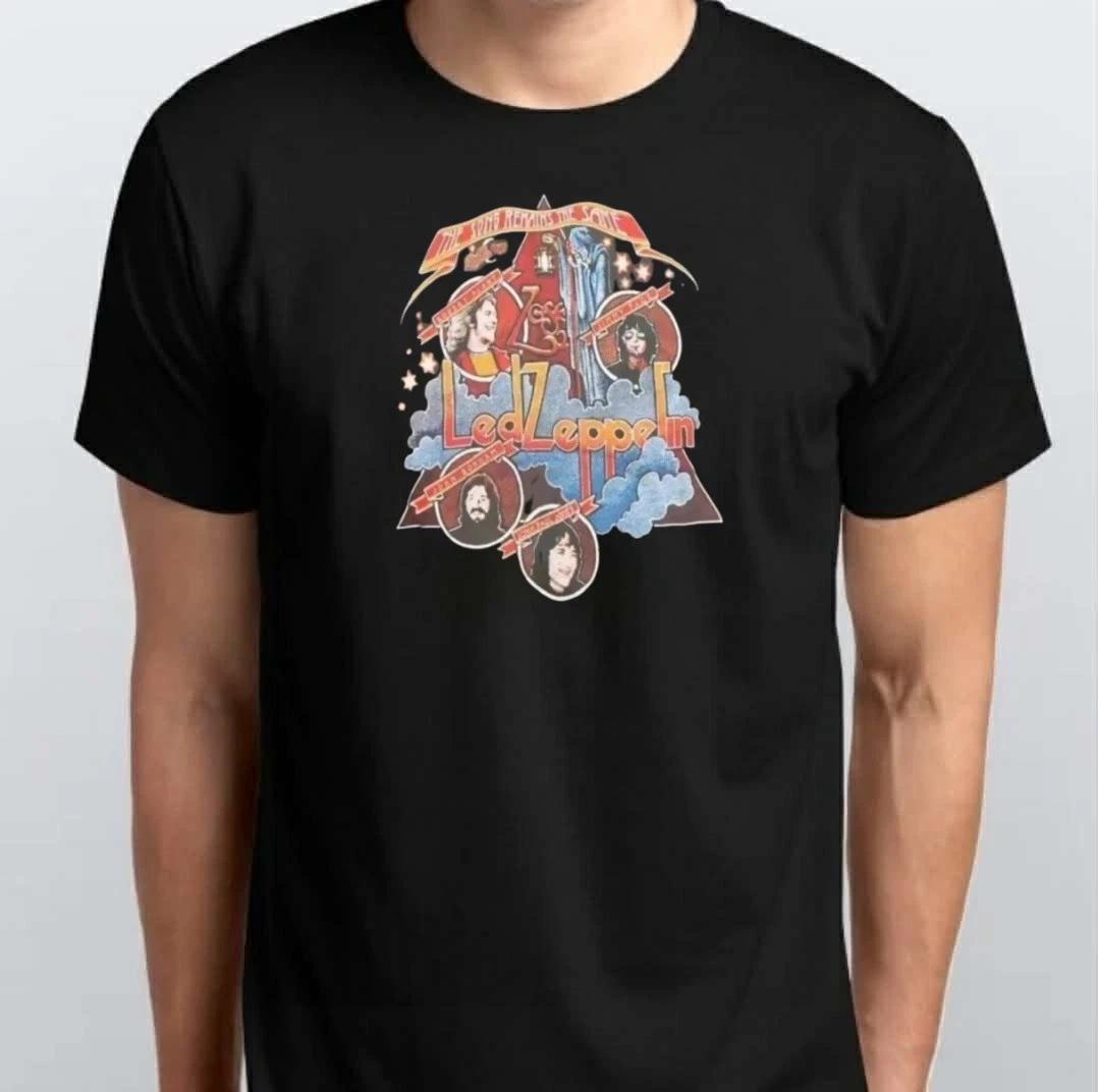 

LED ZEPPELIN 1970s Graphic Unisex 100% Cotton T-shirt Mens Tees Top S M L XL XXL 3 4 XL Black XL