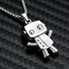 Trendy Hip Hop Robot Pendant Charm Necklace for Men & Women - Stainless Steel Long Sweater Chain