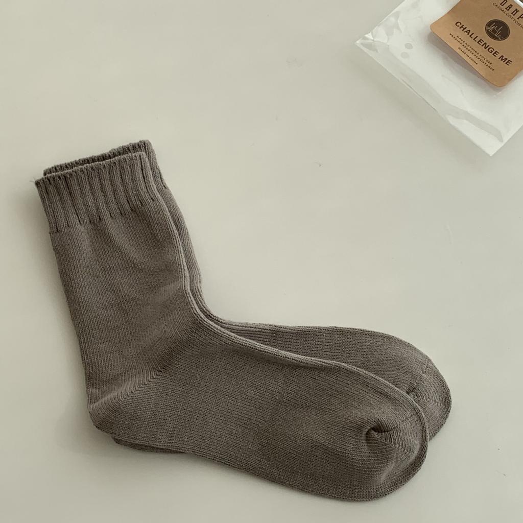 Men'S Season Double-Needle Thick Thread Socks Thickened Warm Stockings Solid Color Casual Business Style Socks