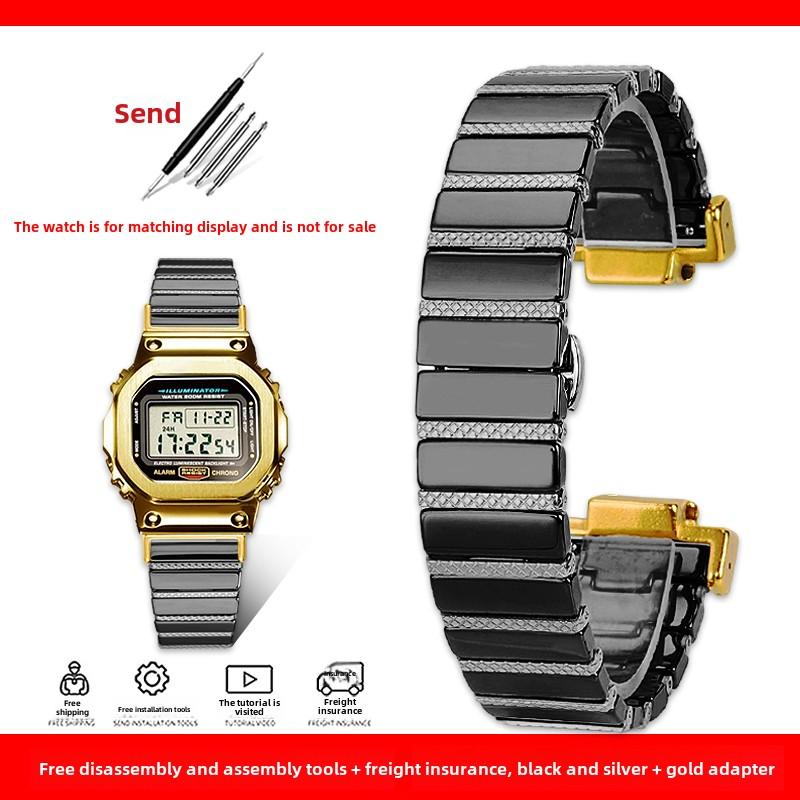 Ceramic Stainless Steel Strap Case for G-SHOCK Casio DW-5600 DW5600 GWM5610 GW-B5600 band Modified Replaceable Watch Chain Bezel