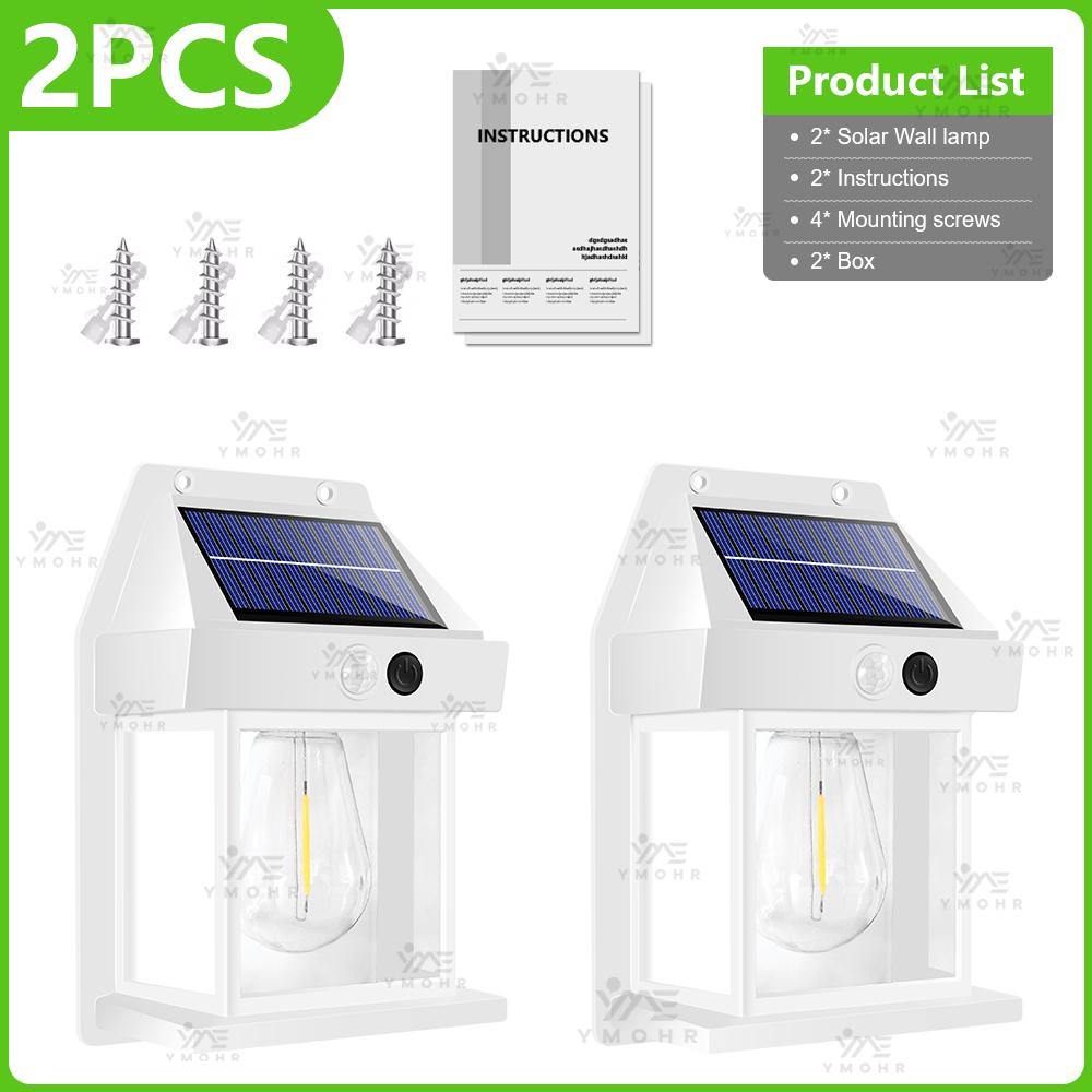 Vintage Solar Lights Outdoor Waterproof Solar LED Outdoor Lighting Warm Christmas Lights Outdoor Solar Lamp with Motion Sensor