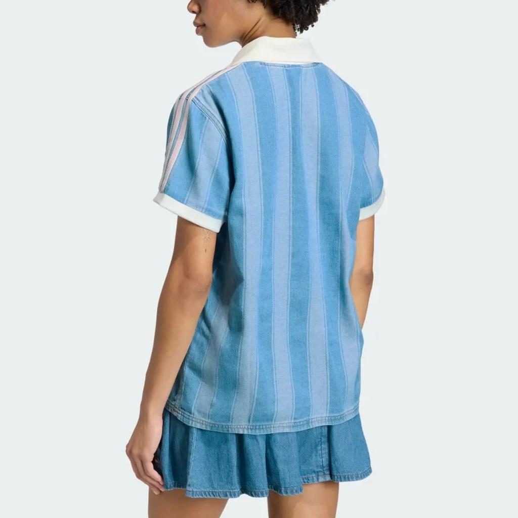 Adidas Originals Striped Short Sleeve Straight Football Shirt Women tops KD5448