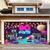 A 2D Flat Banner 1 Retro 80s Party Backdrop Banner Displaying the Neon "80 Parts" Logo