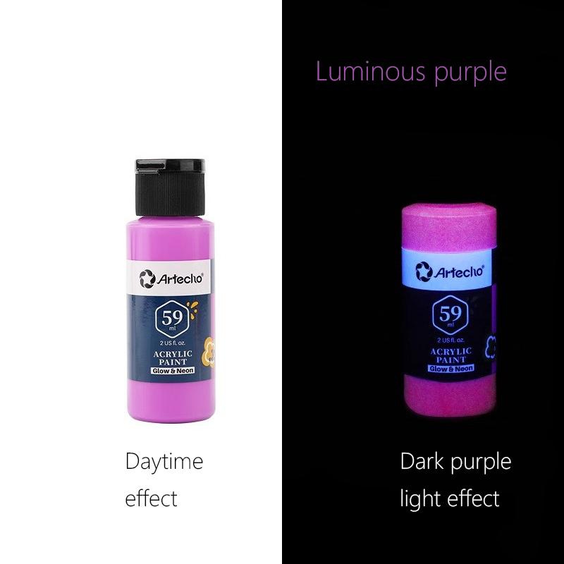 59ML Glow In Dark Acrylic Paint for Hand-Painted Wall Creative Diy Glass Clothes Shoes Luminous Fluorescent Epoxy Resin Pigment