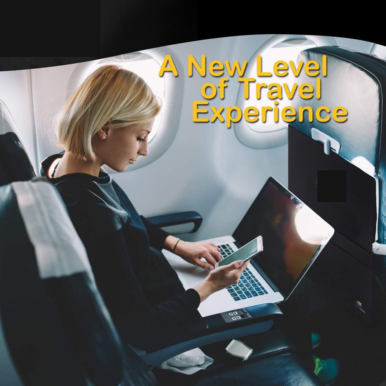 

Портативна сумка-піднос для їжі в літаку з багатьма кишенями Багатофункціональна дорожня сумка для зберігання для польоту One Size чорний