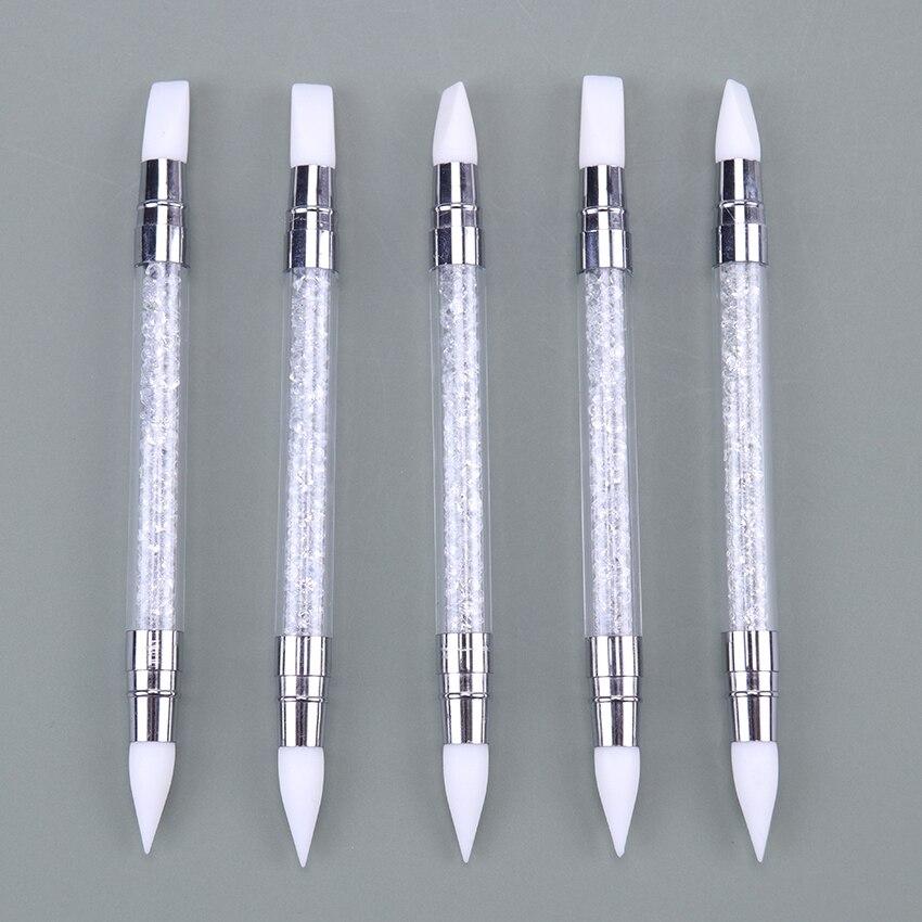 2 db kétvégű 2 irányú körömdíszítés szilikon szobor tollfaragás barkácsfestés csillogó strasszos akril manikűr pöttyöző eszköz