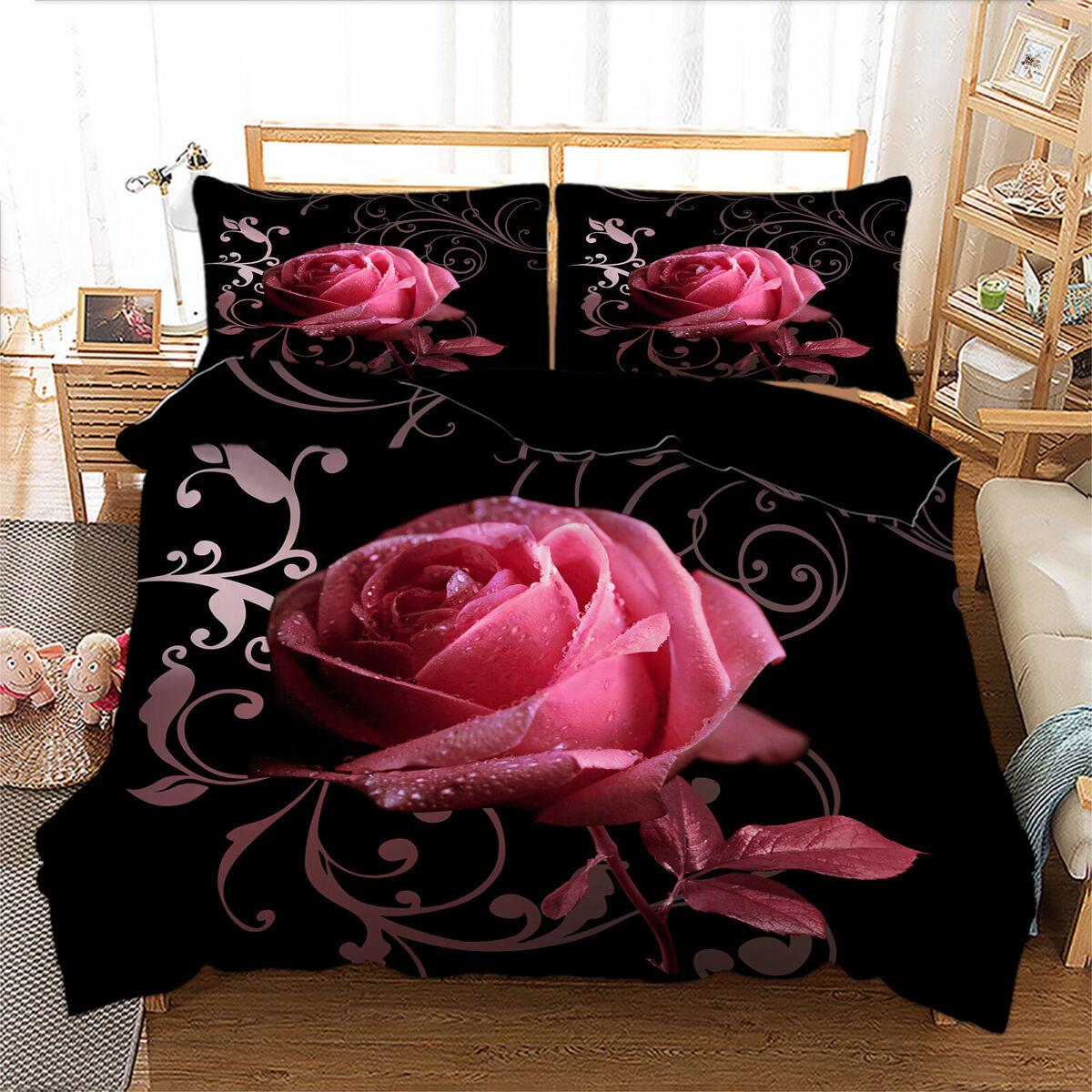 

Постельное белье с розами Набор пододеяльников с цветочным принтом роз для детей, мальчиков, девочек, романтичный, с цветами, чехол для одеяла, ботанический, с цветочным принтом, покрывало для квилта EU Single(135x200cm)