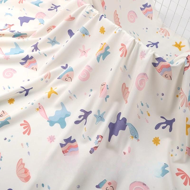 Wide 143cm Summer Cotton Fabric for DIY Sewing Children's Pajamas Clothes Cheongsam Super Soft Floral Cartoon Fabric