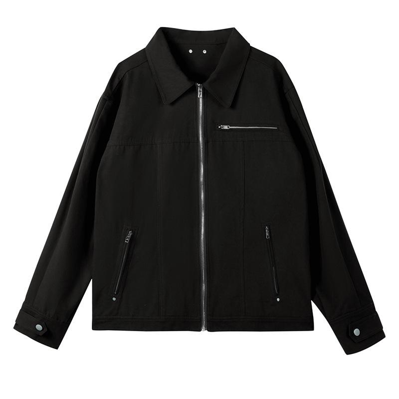 

Мужская винтажная стираная ретро-куртка - черный повседневный топ High Street на весну и осень L чёрный