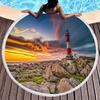 Lighthouse Round Beach Towel with Tassels Microfiber Quick Dry Beach Blanket Sand Free Absorbent Swim Pool Circle Towel Yoga Mat