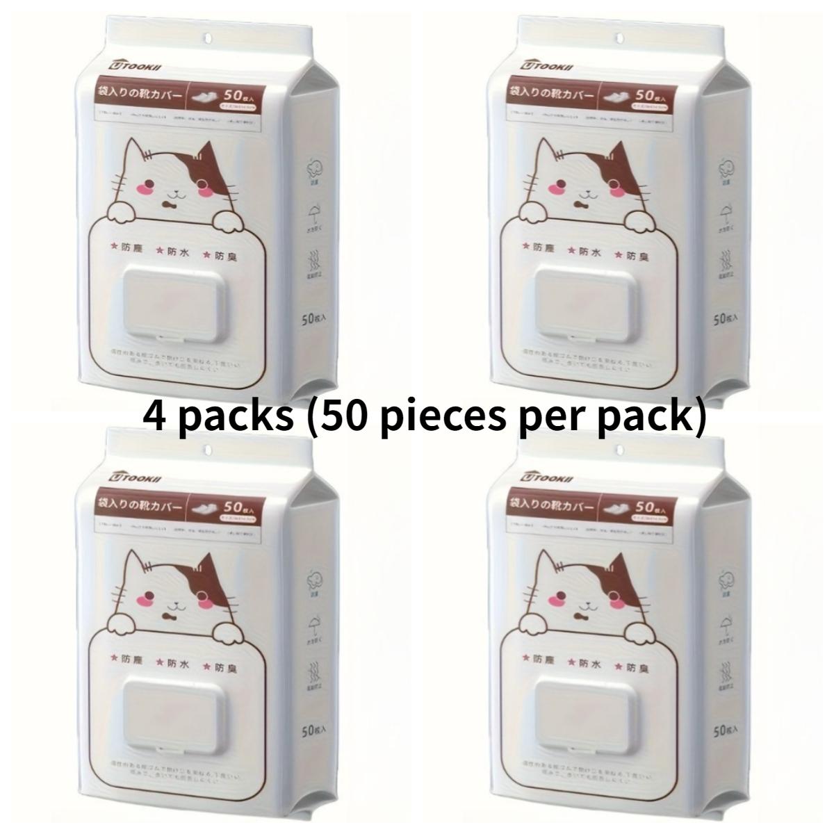 

200Pcs Disposable Indoor Thickened Shoe Covers Easy-To-Take-Out Design Cartoon Cat Printed Wear Resistant Non-Slip Breathable