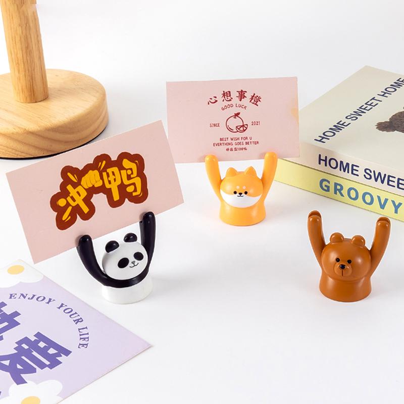 Lindo Diseño de Animales de Dibujos Animados Soporte para Mensajes Clip Soporte para Fotos Tarjeta Inspirador Decoración de Escritorio Accesorios Manualidades Pequeño Adorno