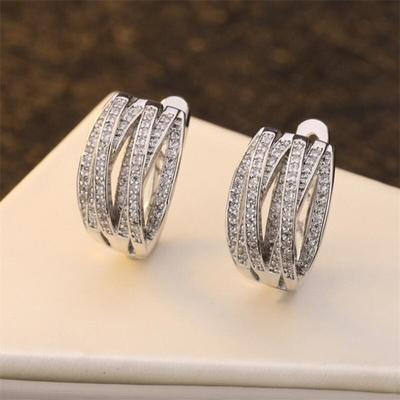 Joyería de moda clásica más vendida, Plata de Ley 925, pavé blanco claro 3A, circonita cúbica, fiesta, mujer, boda, pendiente de Clip nupcial