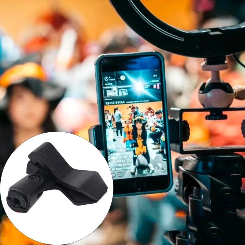 Portable Microphone Holder Clip Easy Setups Adjustable Positioning for Optimal Recording Universal Clamp Durability ABS